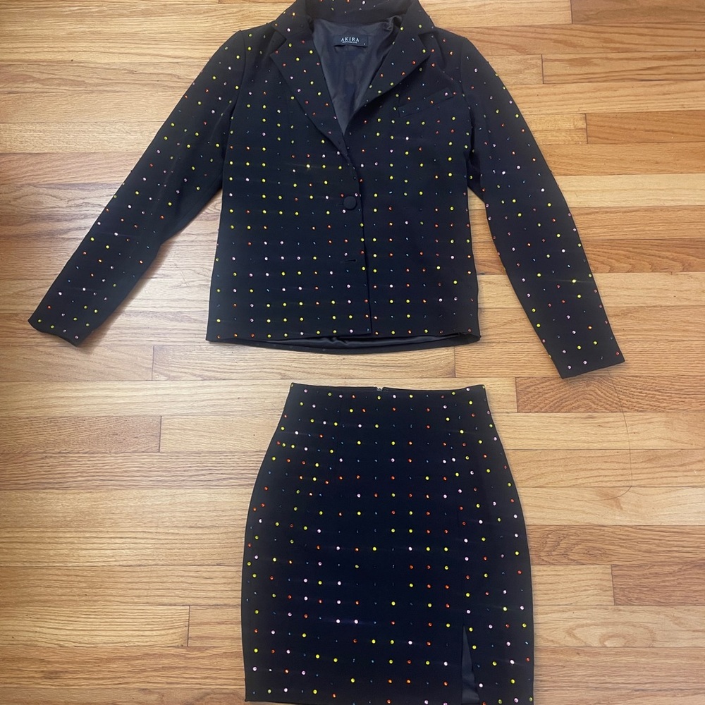 AKIRA Two Piece Blazer Skirt Set